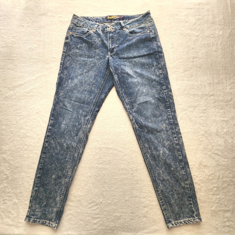 Angels Skinny Jeans Womens 12 Blue Acid Wash Stonewash Stretch Y2K 36W 30.5L